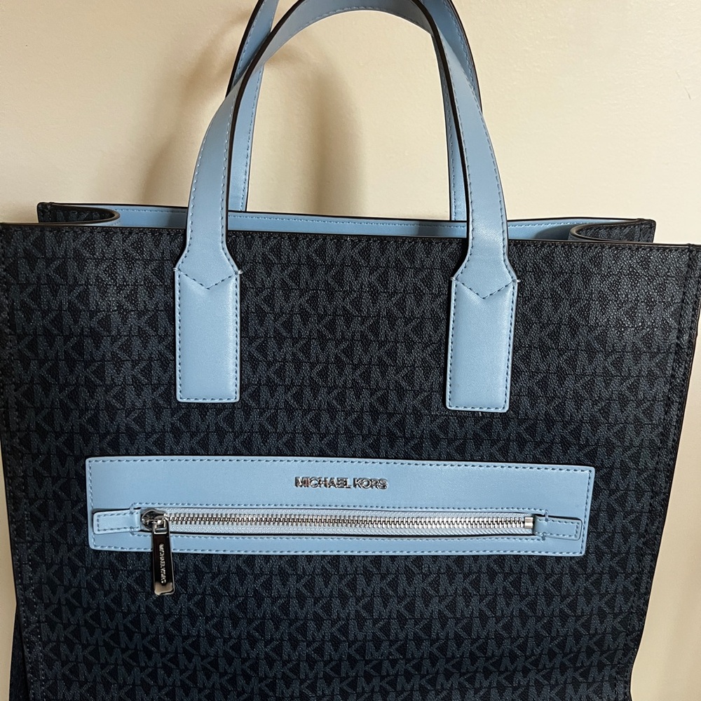 Michael Kors Monogram Tote with Blue Accents